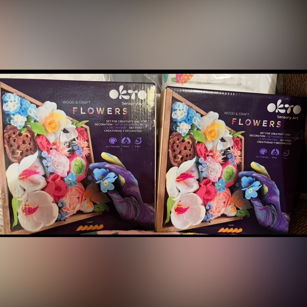 2 sensory wood and craft flower craft kits new